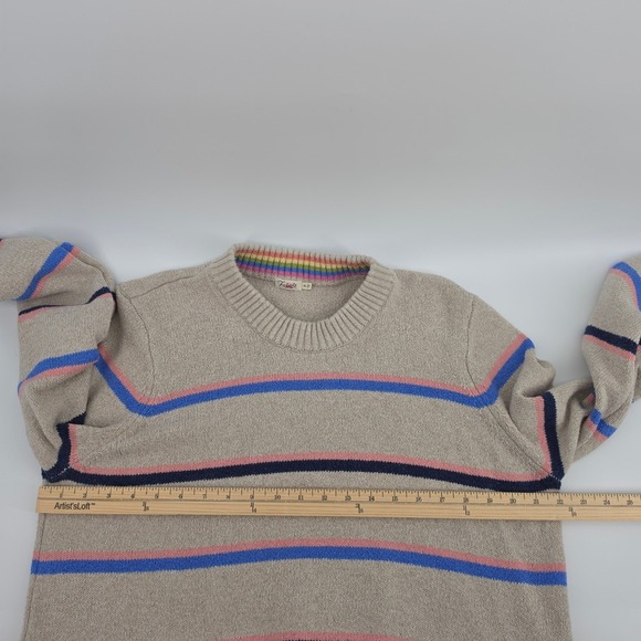 Faherty Brand Women's XL Beige Striped Crewneck Cotton Blend heavy Sweater - Picture 5 of 10